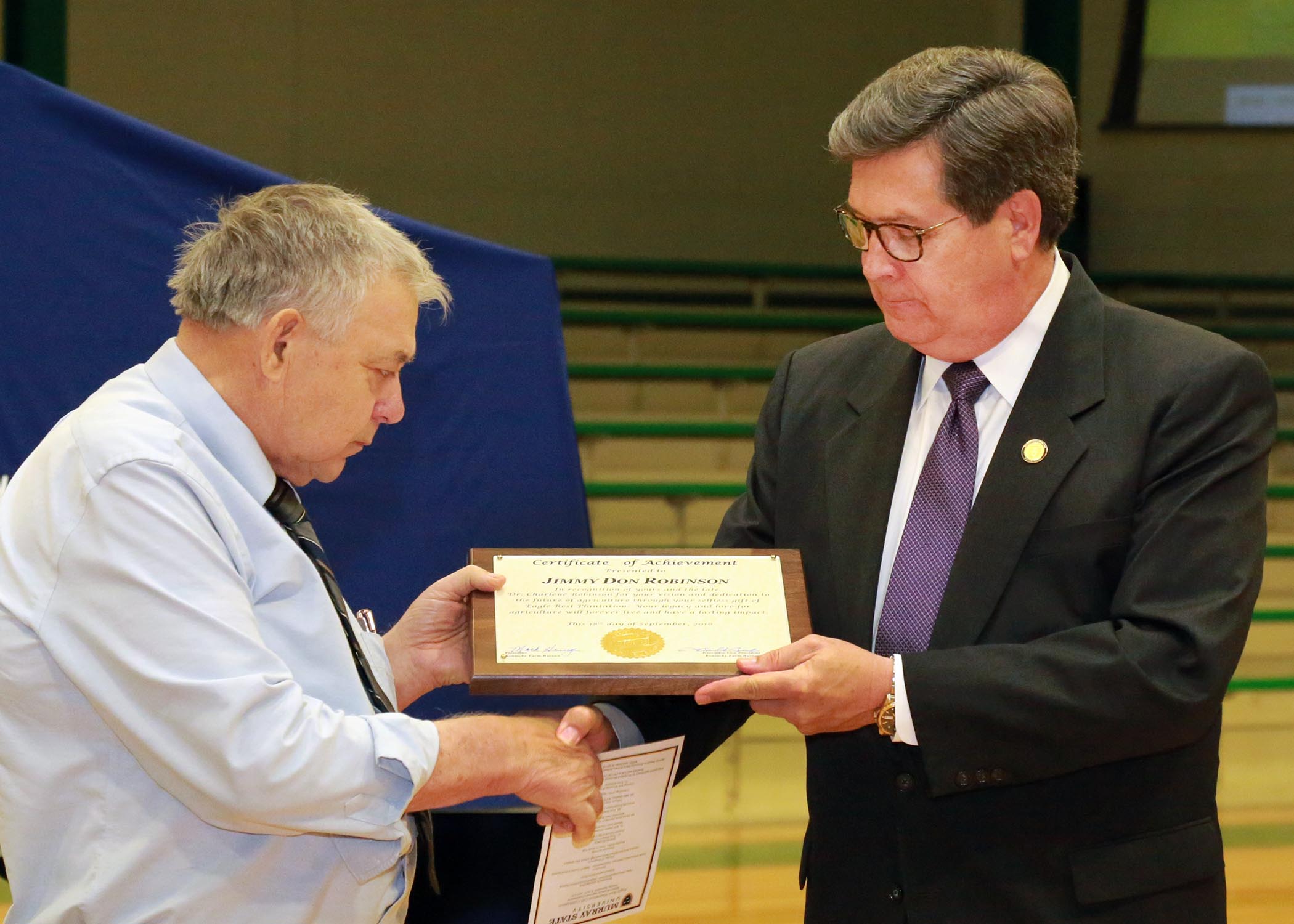 KFB Executive Vice-President David Beck presented Judge Robinson with a Certificate of Achievement during the dedication ceremony