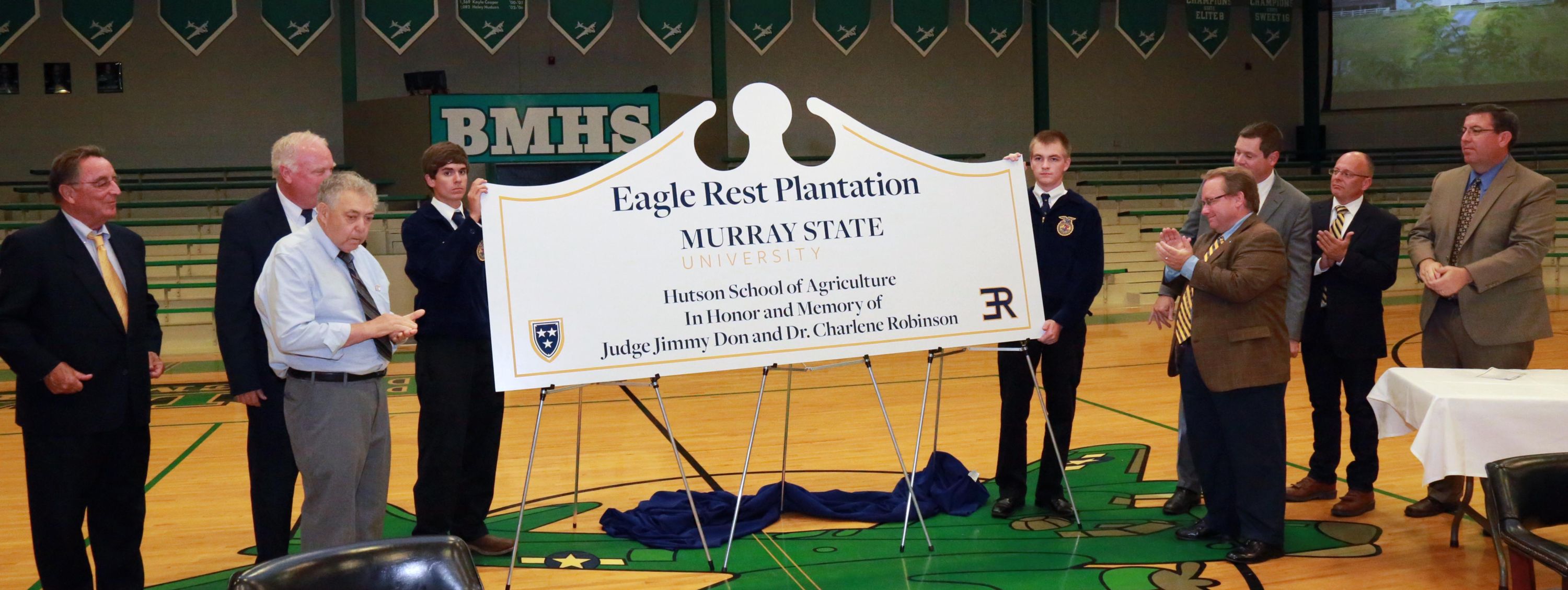 A sign honoring Judge and Dr. Robinson was unveiled at the ceremony and will be placed on the property