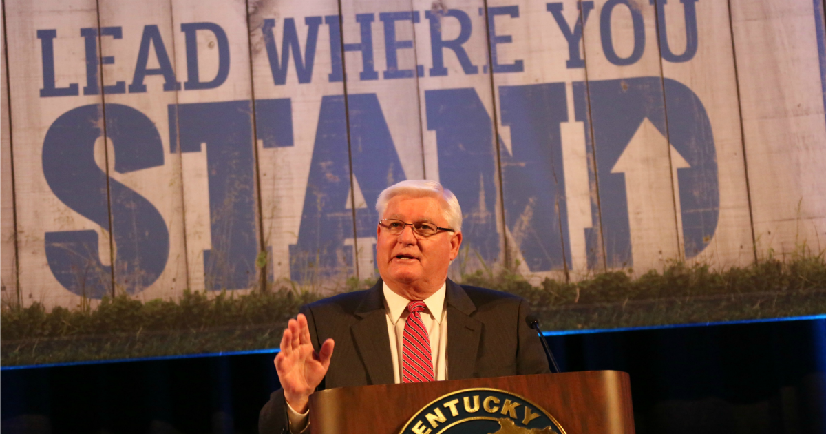 Mark Haney addresses Kenucky Farm Bureau members at KFB's 98th Annual Meeting