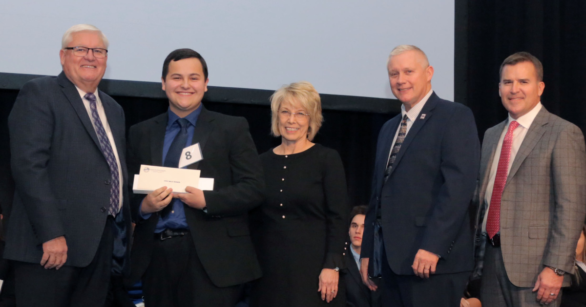 Dylan Driskell of Garrard County is awarded Outstanding Farm Bureau Youth during KFB's 100th annual meeting.