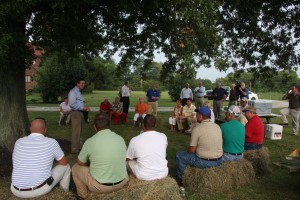 Fourth District Congressman Thomas Massie met with constituents at Mark Kinsey’s farm in Grant County.