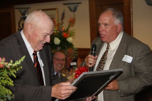 Fayette County FB President Walter Hillenmeyer III presented a plaque to Jim Mahan naming him as an honorary director.