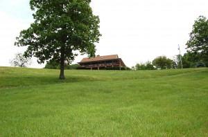 The house sits on a hill, affording a great view of the countryside.